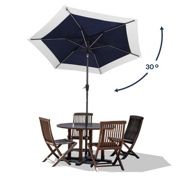 Spencer 9 ft. Classic Coastal 2-Tone Solar LED Market Patio Umbrella - JONATHAN Y